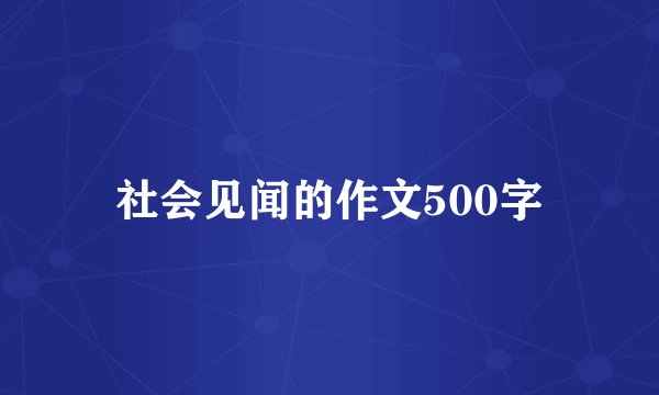 社会见闻的作文500字