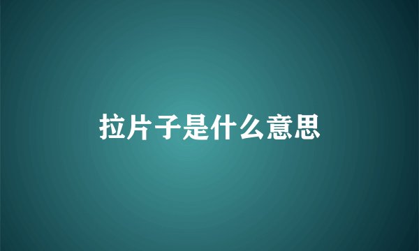 拉片子是什么意思
