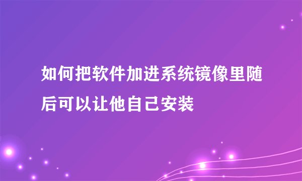 如何把软件加进系统镜像里随后可以让他自己安装