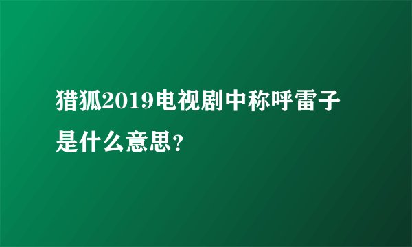 猎狐2019电视剧中称呼雷子是什么意思？