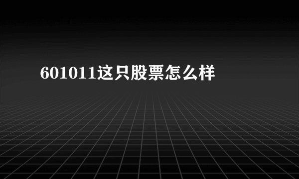 601011这只股票怎么样