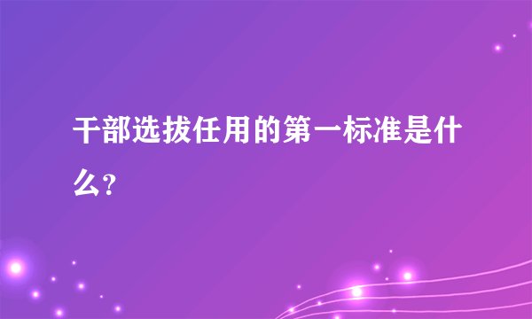 干部选拔任用的第一标准是什么?
