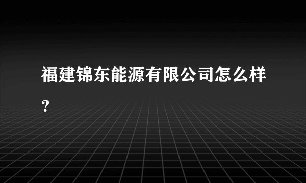 福建锦东能源有限公司怎么样？
