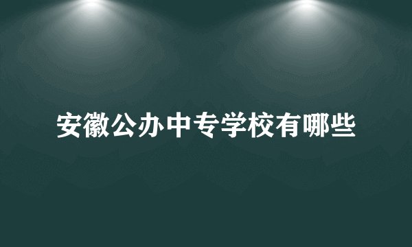 安徽公办中专学校有哪些