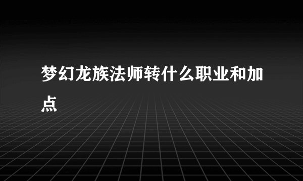 梦幻龙族法师转什么职业和加点