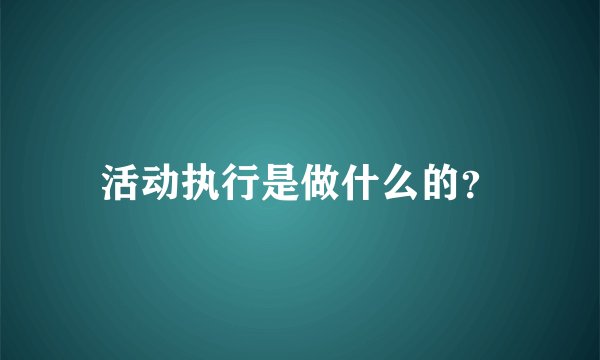 活动执行是做什么的？