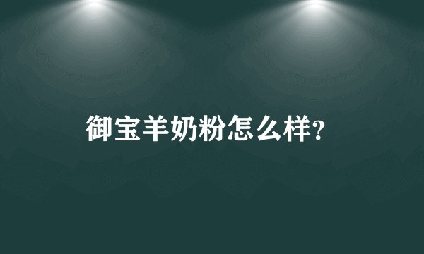 御宝羊奶粉怎么样？