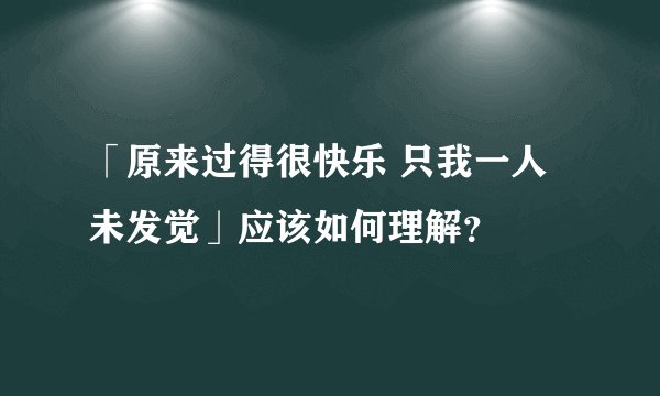 「原来过得很快乐 只我一人未发觉」应该如何理解？