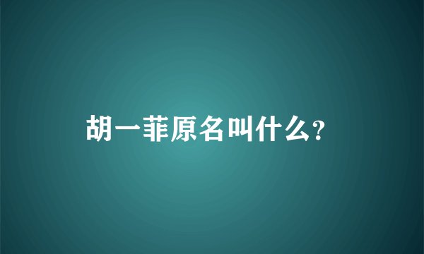 胡一菲原名叫什么？
