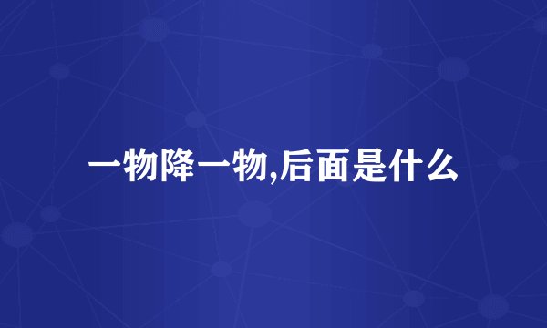 一物降一物,后面是什么