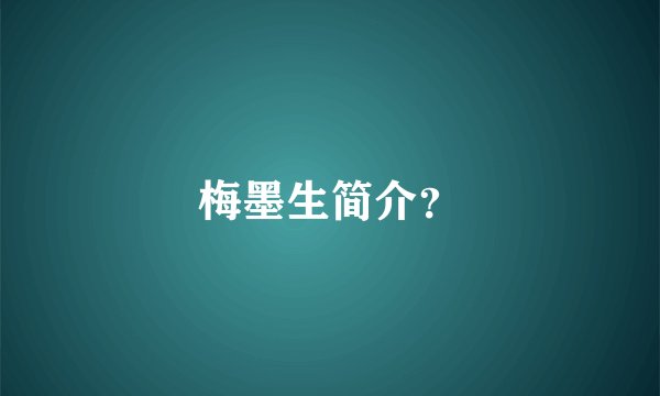 梅墨生简介？