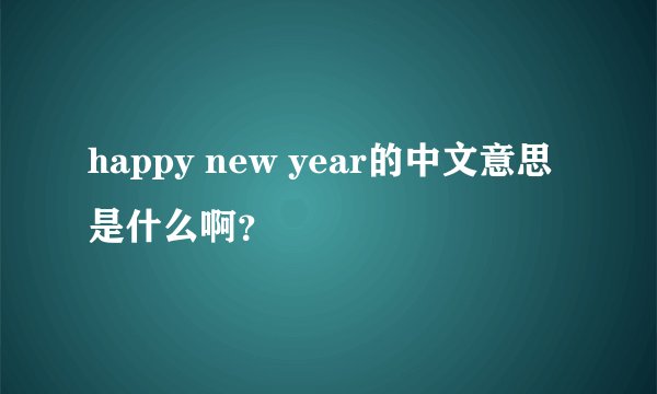 happy new year的中文意思是什么啊？