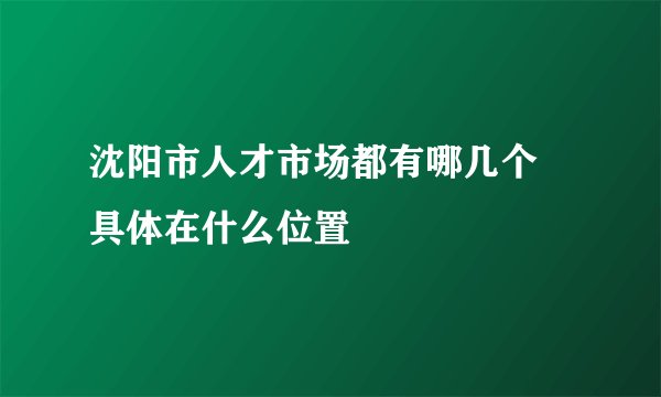 沈阳市人才市场都有哪几个 具体在什么位置
