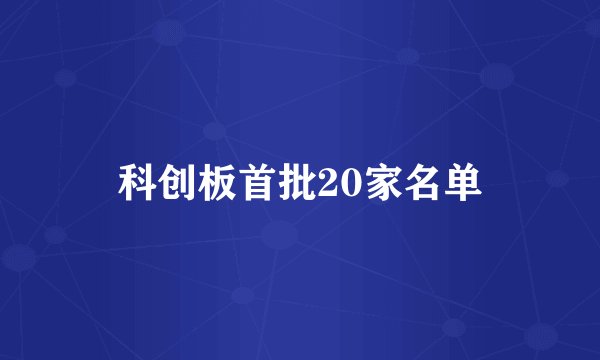 科创板首批20家名单