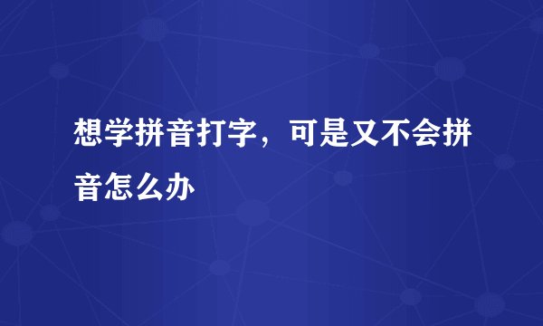想学拼音打字，可是又不会拼音怎么办