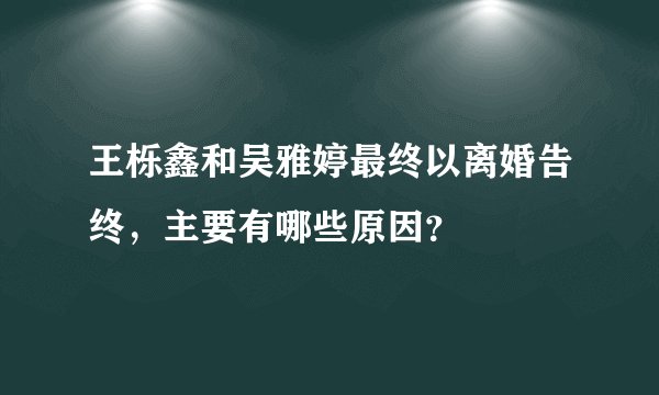 王栎鑫和吴雅婷最终以离婚告终,主要有哪些原因?