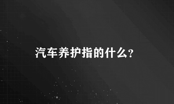汽车养护指的什么？