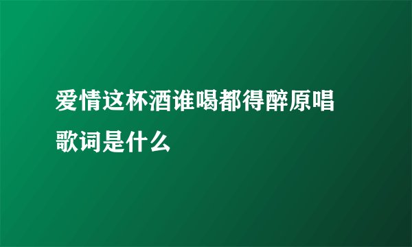 爱情这杯酒谁喝都得醉原唱  歌词是什么