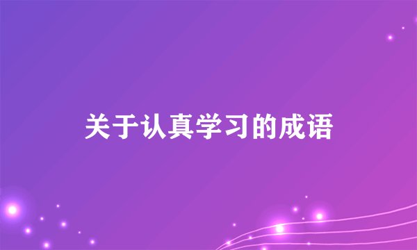 关于认真学习的成语
