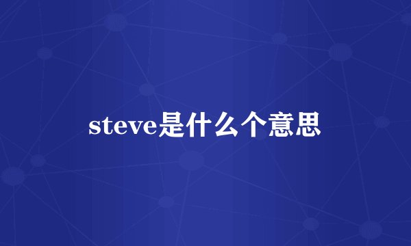 steve是什么个意思