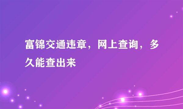 富锦交通违章，网上查询，多久能查出来