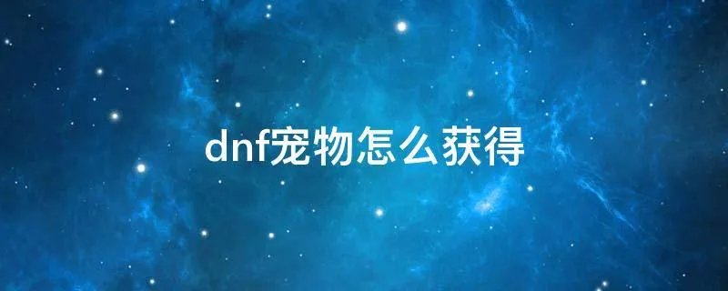 dnf宠物怎么获得