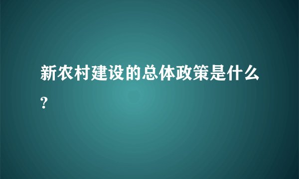 新农村建设的总体政策是什么?
