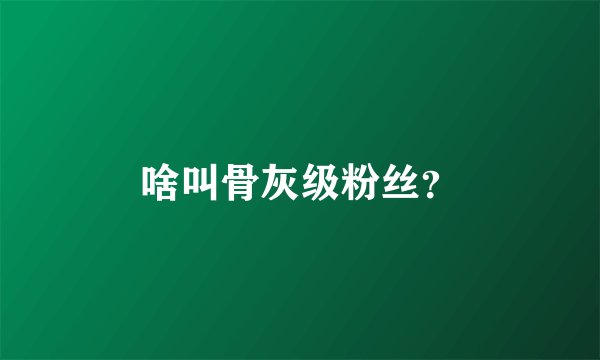 啥叫骨灰级粉丝？