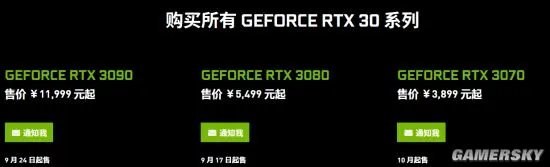 RTX 3080国内售价5499元起 RTX 3090售价近1.2万元