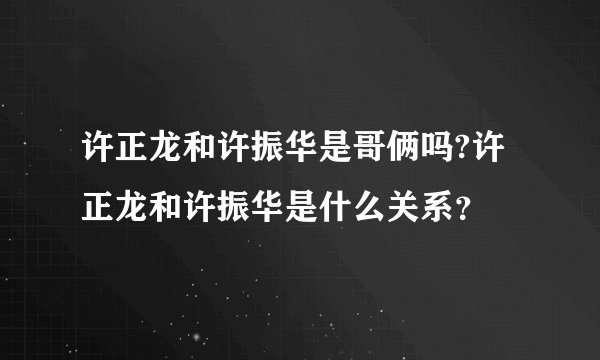 许正龙和许振华是哥俩吗?许正龙和许振华是什么关系？