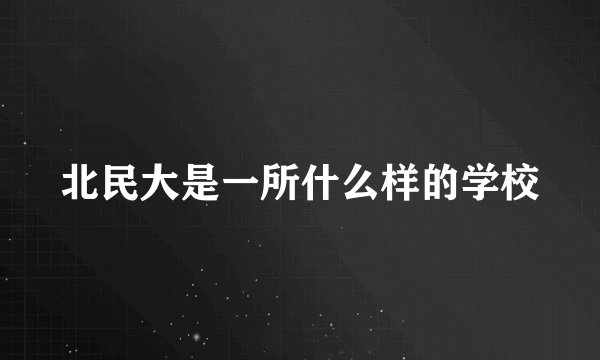 北民大是一所什么样的学校