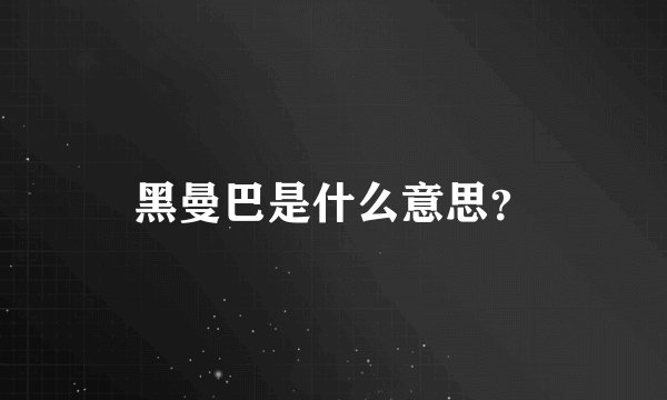 黑曼巴是什么意思？