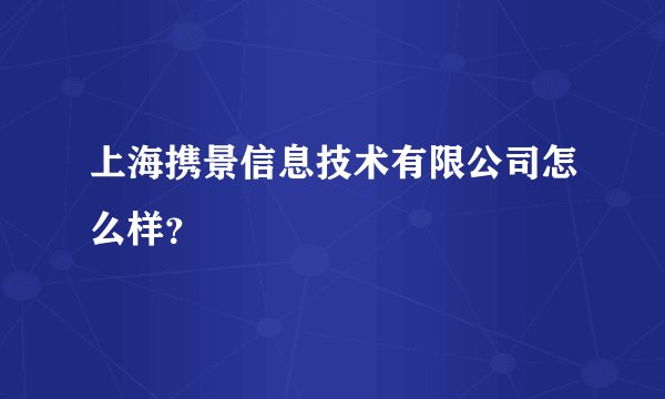 上海携景信息技术有限公司怎么样？