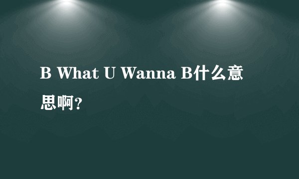 B What U Wanna B什么意思啊？