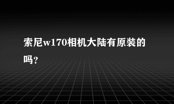 索尼w170相机大陆有原装的吗？