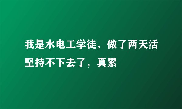 我是水电工学徒，做了两天活坚持不下去了，真累