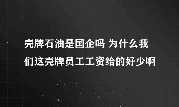 壳牌石油是国企吗 为什么我们这壳牌员工工资给的好少啊