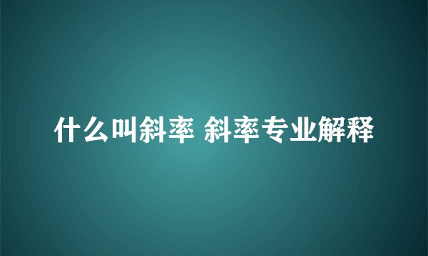 什么叫斜率 斜率专业解释