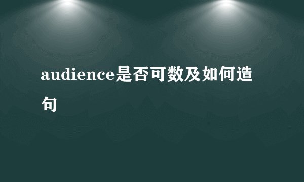 audience是否可数及如何造句