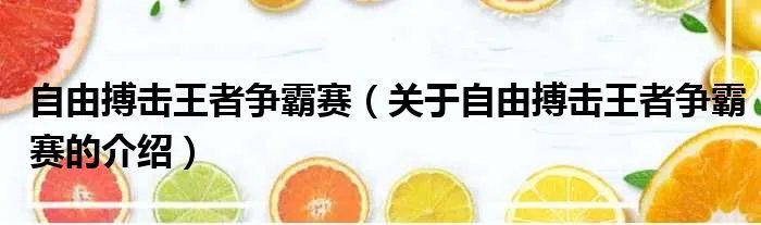 自由搏击王者争霸赛（关于自由搏击王者争霸赛的介绍）
