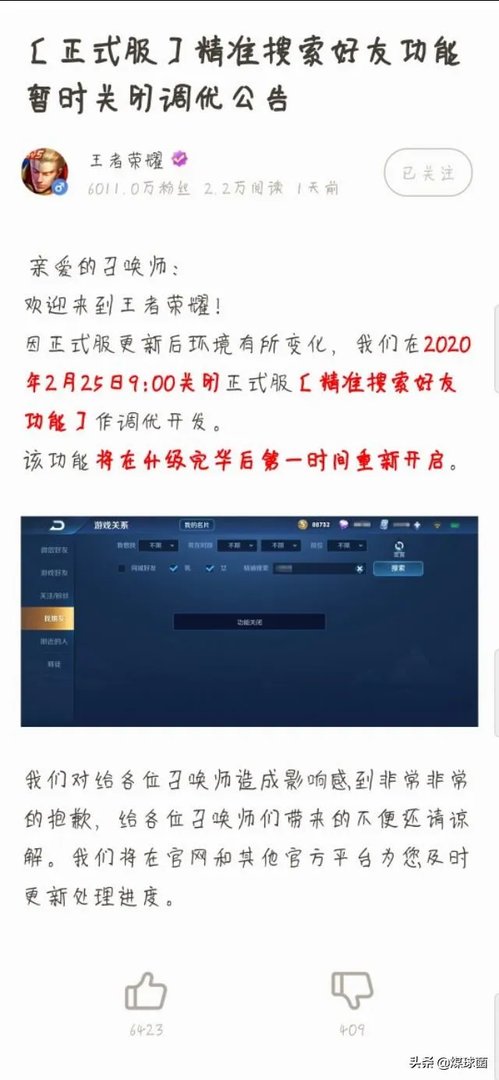 王者荣耀搜索加好友，为什么显示功能关闭？