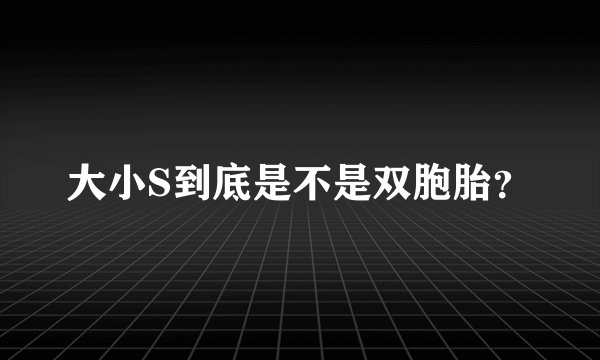 大小S到底是不是双胞胎？