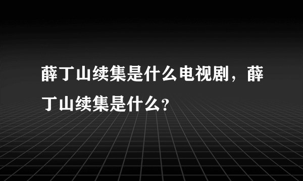 薛丁山续集是什么电视剧，薛丁山续集是什么？