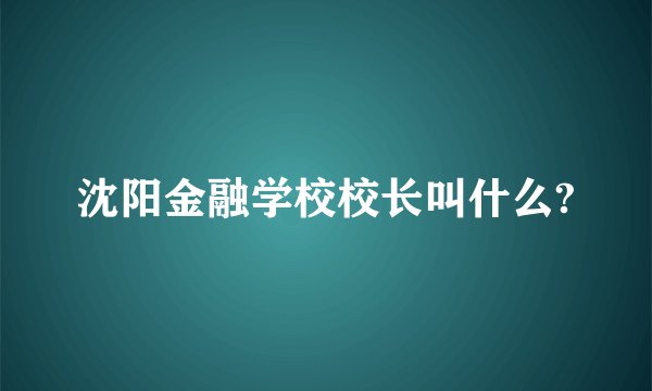 沈阳金融学校校长叫什么?
