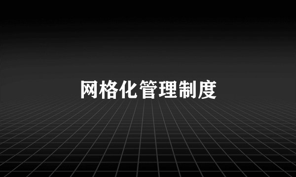 网格化管理制度