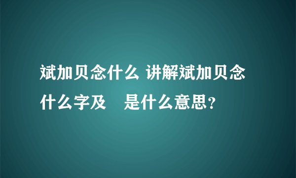 斌加贝念什么 讲解斌加贝念什么字及赟是什么意思？