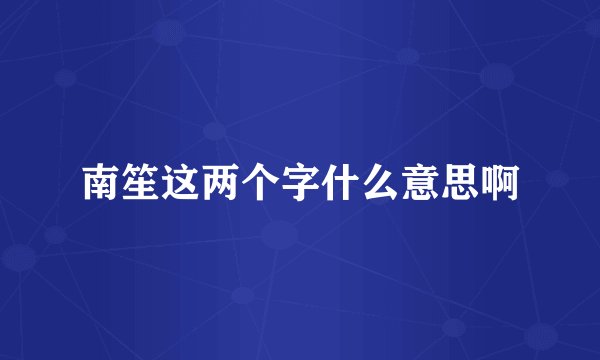 南笙这两个字什么意思啊