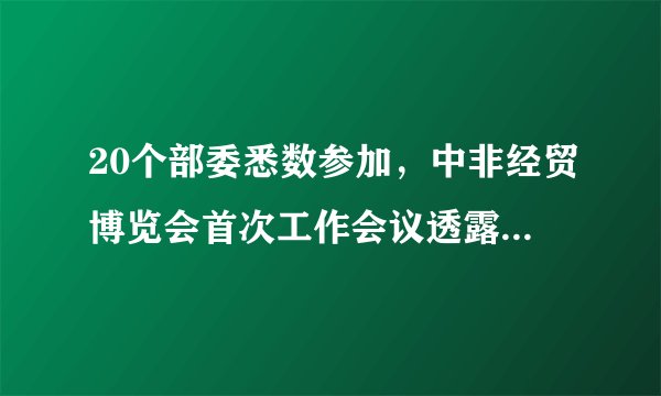 20个部委悉数参加，中非经贸博览会首次工作会议透露哪些信息？