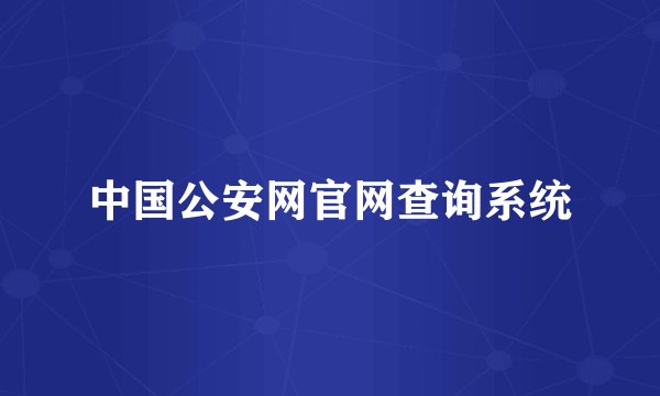 中国公安网官网查询系统