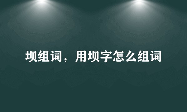 坝组词，用坝字怎么组词